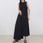 Sleeveless Irregular Black Long Dress