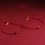 Buddha Stones Natural Cinnabar Red Agate Blessing Red String Bracelet