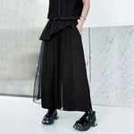 American Spliced Mesh High Waist Wide Leg Pants