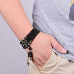 Buddha Stones Black Obsidian Six True Words Protection Mala Bracelet