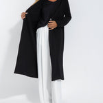 Zeagoo Women's Black Stretch Knit Frock Cardigans Coat