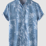 Men's Floral Print Buttoned Casual Short Sleeve Shirt