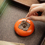 Buddha Stones Persimmon Ceramic Meditation Healing Incense Burner Incense Holders