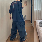 Retro Loose Sports Mesh Hollow Print T-shirt