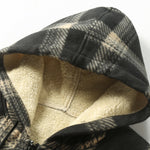 Teddy Lined Flannel Zip Hooded Coat