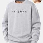 Victory Slogan Print Teddy Fleece Lined Sweatshirt