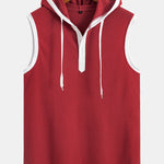 Contrast Waffle Half Open Hooded Vest