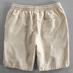 Short Sleeve V Neck Linen Rayon Blend Shirt & Linen Cotton Blend Drawstring Shorts