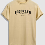 Men's "BROOKLYN" letter print casual crew neck short sleeve T-shirt