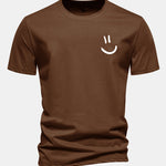 Regular Fit Smiley Face Print Cotton T-Shirt