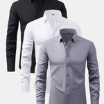 3 Pieces Long Sleeve Button Up Dress Shirt