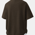 Relax Fit Smiley Face Print 2 In 1 Notched Collar Waffle T-Shirt