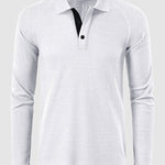 Men's lapel half-button waffle long-sleeved Polo