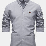 Cowboy Embroidery Cotton Oxford Button Up Shirt