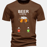 Regular Fit Beer Is Calling Print Cotton T-Shirt