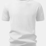 Ribbed Crew Neck Knit T-Shirt