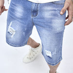 Ripped straight jeans - shorts