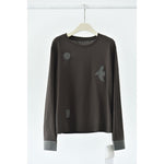 Women's Japanese Loose Graphic Striped Patchwork Crewneck T-shirt