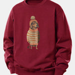 Dachshund Wearing Sweater Print Relax Fit Sweatshirt