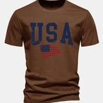 Regular Fit USA Flag Print Cotton T-Shirt