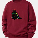 Colorful Light Black Cat Print Relax Fit Sweatshirt