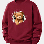 Bear Breaking Through The Wall Print Relax Fit Sweatshirt