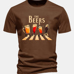Regular Fit Beer Print Cotton T-Shirt