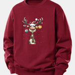 Christmas Light Reindeer Print Relax Fit Sweatshirt