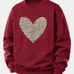 Leopard Heart Print Relax Fit Sweatshirt