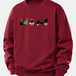 Christmas Black Cat Print Relax Fit Sweatshirt