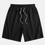 Linen Look Striped Button Up Shirt & Drawstring Shorts