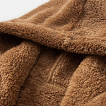Teddy Fleece Button Up Hooded Coat