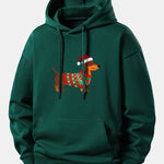 Christmas Dachshund Print Relax Fit Hoodie