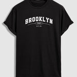 Men's "BROOKLYN" letter print casual crew neck short sleeve T-shirt