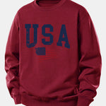 USA Flag Print Relax Fit Sweatshirt