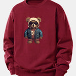 Bear In Leather Jacket Print Relax Fit Sweatshirt