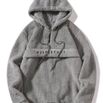 Letter Embroidery Teddy Half-Zip Hoodie