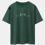 Peeking Cat Heartbeat Gradient Print Drop Shoulder Oversize T-Shirt