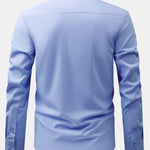 Non-Iron Hidden Placket Stand Collar Dress Shirt