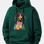 Colorful Sweater Dog Print Relax Fit Hoodie