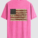Retro USA Print Washed Distressed Drop Shoulder T-Shirt