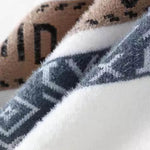 Men's Color-Block Letter Jacquard Loose Crew Neck Sweater