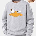 Duck Print Teddy Fleece Lined Sweatshirt