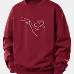 Dog Line Drawing Print Relax Fit Sweatshirt