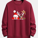 Santa Claus And Reindeer Print Relax Fit Sweatshirt
