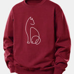 Cat Line Print Relax Fit Sweatshirt