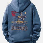 Western Cowboy Print Drawstring Hoodie