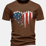 Regular Fit Heart Shaped Fighter Jets USA Flag Print Cotton T-Shirt