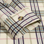 Men's corduroy textured plaid long-sleeve button-down shirt