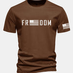 Regular Fit American Flag Freedom Print Cotton T-Shirt